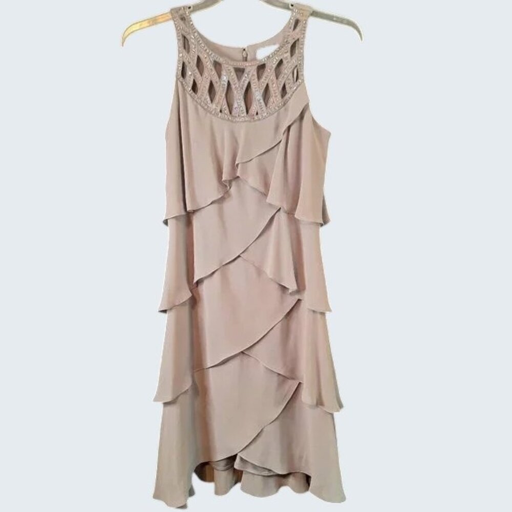 Gray Beaded Dress Sz 10 by S.L. Fashions